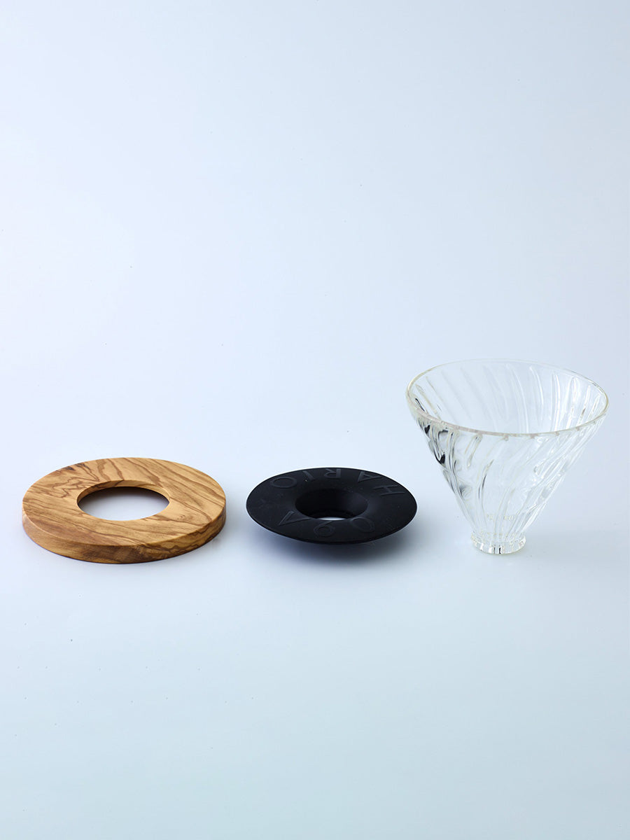 HARIO V60 Glass Dripper Olive Wood Base